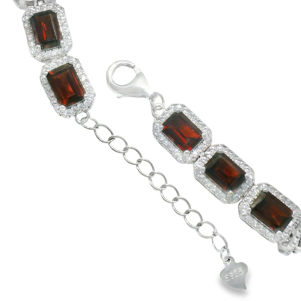 Pulsera de Piedra Natural Rectangular con Circonias Amatista