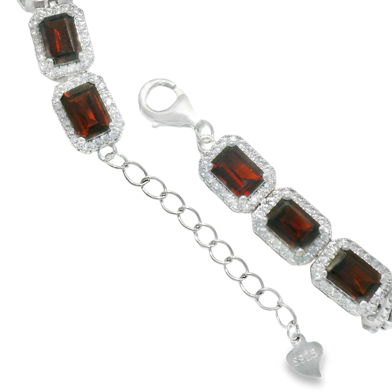 Pulsera de Piedra Natural Rectangular con Circonias Amatista