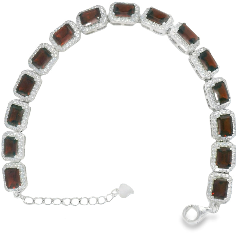 Pulsera de Piedra Natural Rectangular con Circonias Amatista