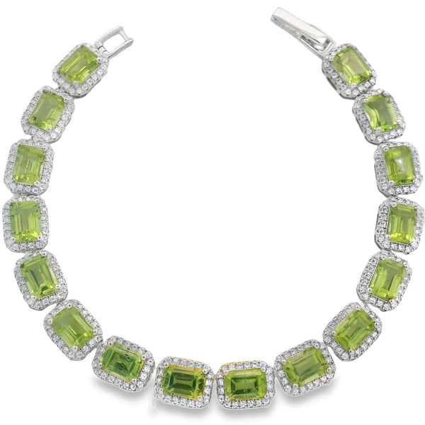 Pulsera de Piedra Natural Rectangular con Circonias Amatista