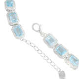 Pulsera de Piedra Natural Rectangular con Circonias Amatista