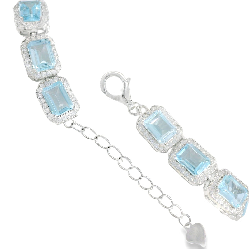 Pulsera de Piedra Natural Rectangular con Circonias Amatista