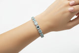 Pulsera de Topaz Azul Rectangular con Circonias