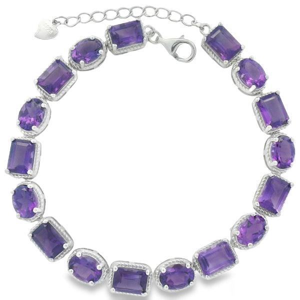 Pulsera de Piedra Natural Ovalo y Rectángulo Amatista