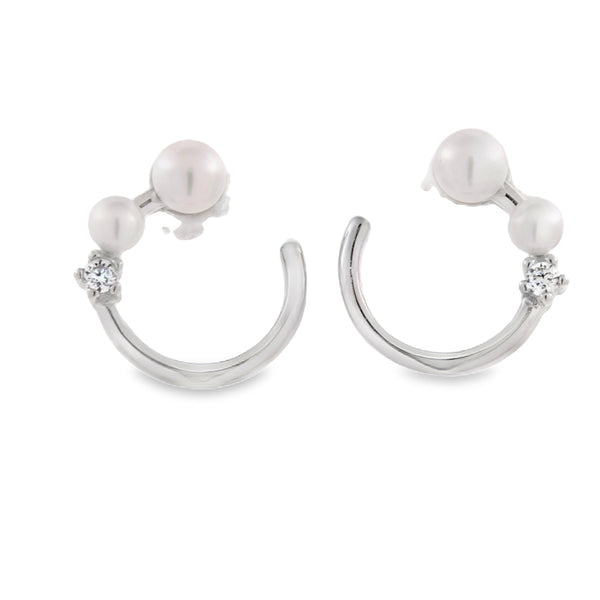 Arete de Plata con Circonia y Perla