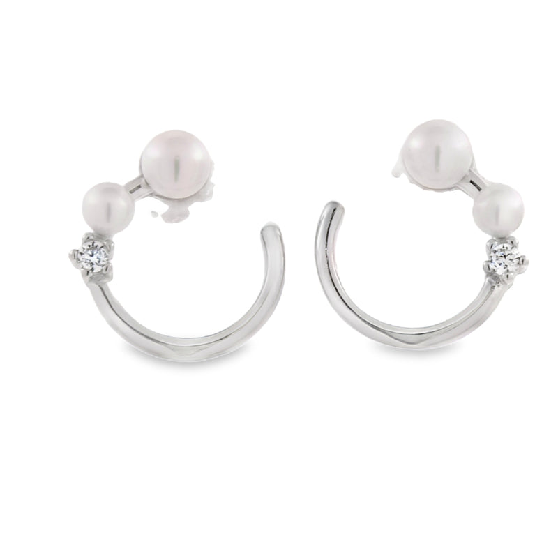 Arete de Plata con Circonia y Perla