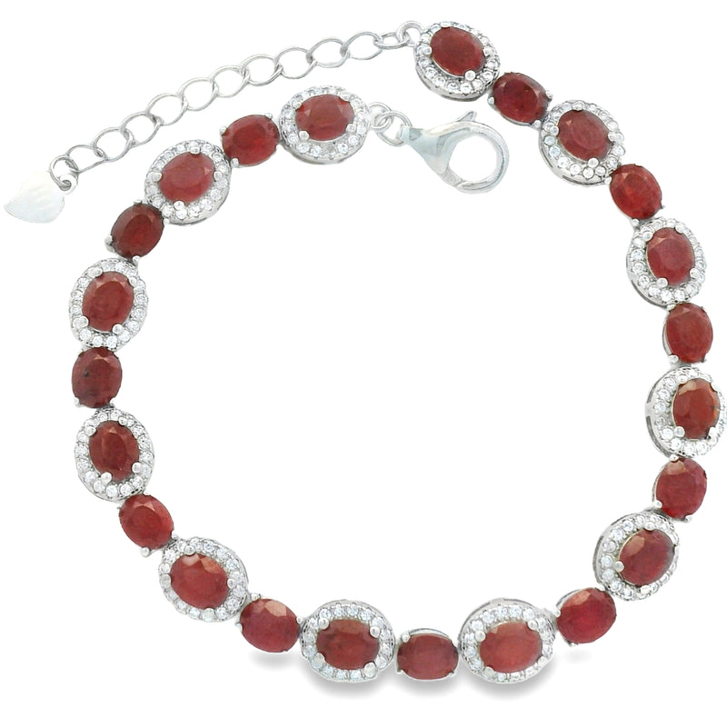 Pulsera de Piedra Natural Ovalo con Circonias Esmeralda