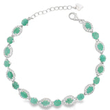 Pulsera de Piedra Natural Ovalo con Circonia Esmeralda