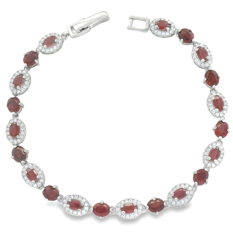 Pulsera de Piedra Natural Ovalo con Circonia Esmeralda