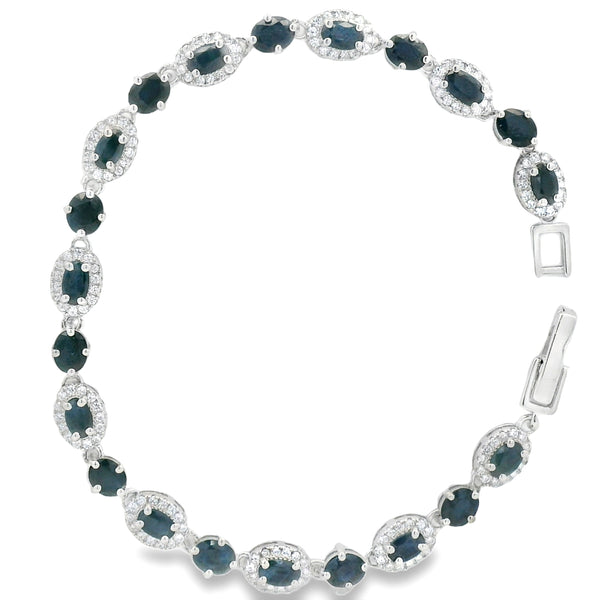 Pulsera de Piedra Natural Ovalo con Circonia Esmeralda