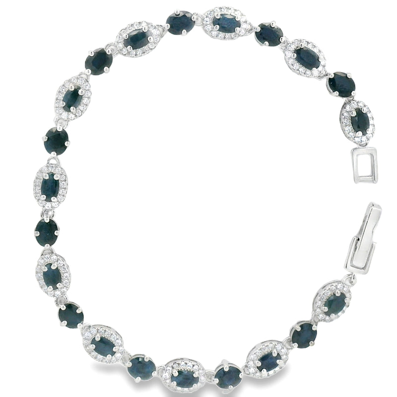 Pulsera de Piedra Natural Ovalo con Circonia Esmeralda