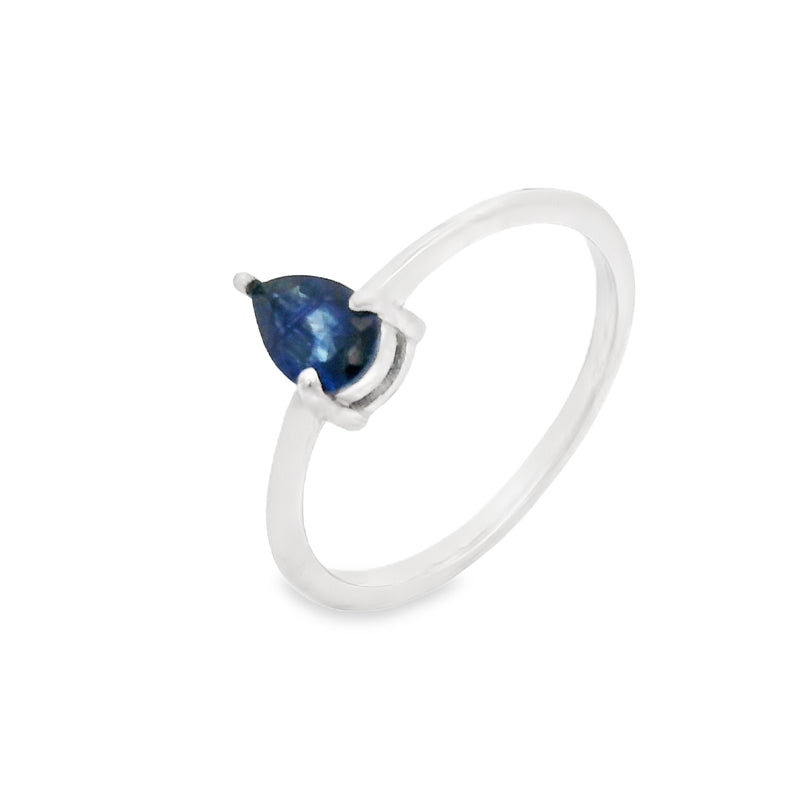 Anillo Solitario De Gota Piedra Natural