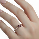 Anillo De Piedras Preciosas Redondo Rubí