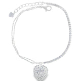 Pulsera Circonia Con Corazón Colgante Blancas