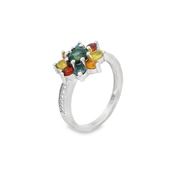 Anillo de Flor Zafiro Multicolor 6