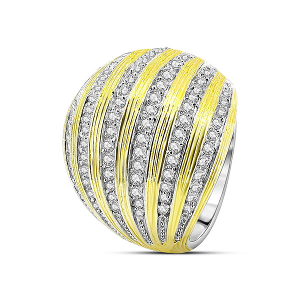 Anillo de Plata con Circonia y Chapa de Oro #9