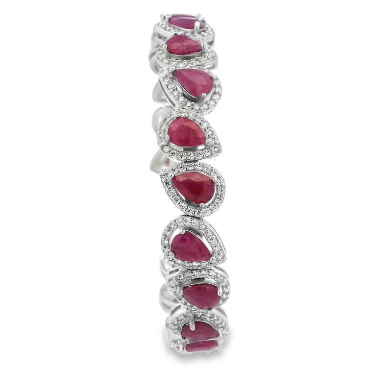 Brazalete de Gota con Piedra Natural y Circonia Rubi