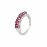 Anillo Piedra Natural Rubí Con Circonia Rubi / 6