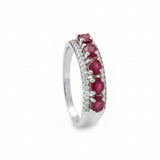 Anillo Piedra Natural Rubí Con Circonia