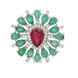 Anillo Esmeralda con Rubi y Circonia 8