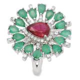 Anillo Esmeralda con Rubi y Circonia 8