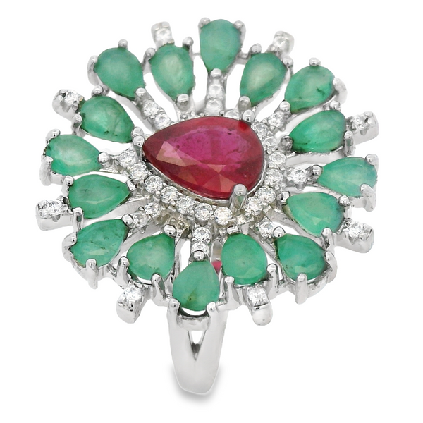 Anillo Esmeralda con Rubi y Circonia 8