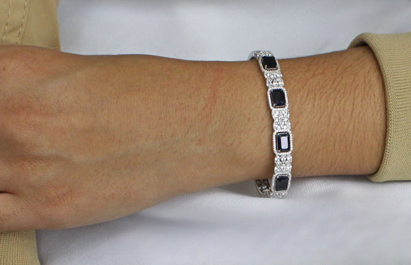 Brazalete de Piedra Natural con Circonias Zafiro