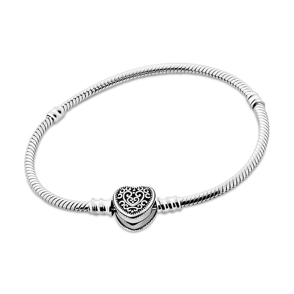 Pulsera Para Dijes Con Broche De Corazón Oxidado