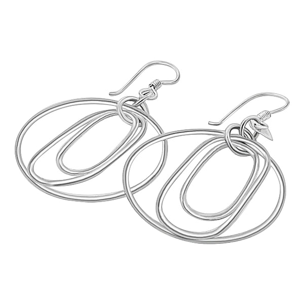 Arete De Plata Óvalos en Círculo