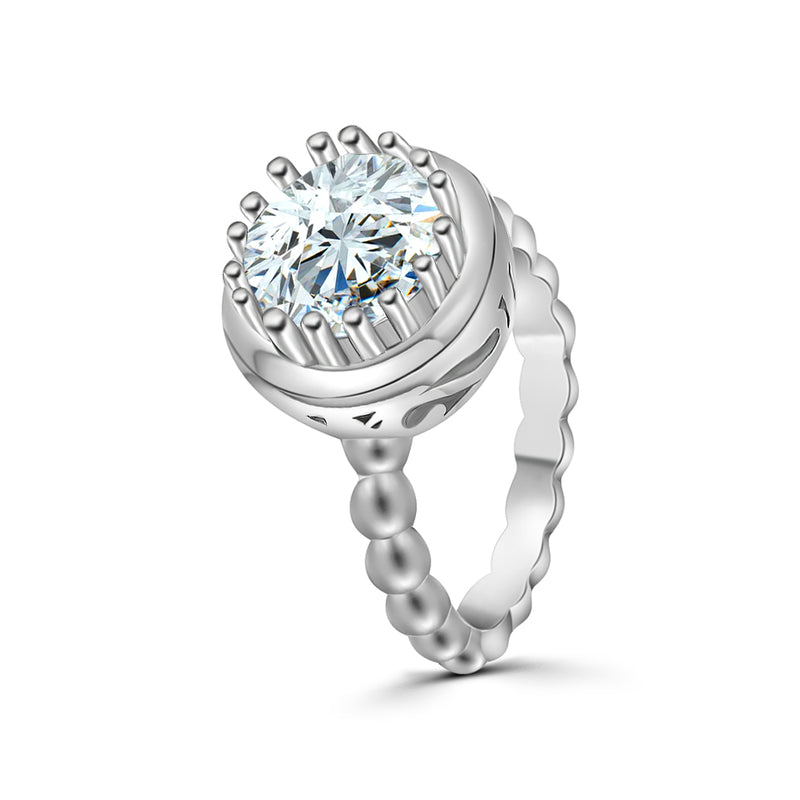 Anillo Solitario De Plata #5
