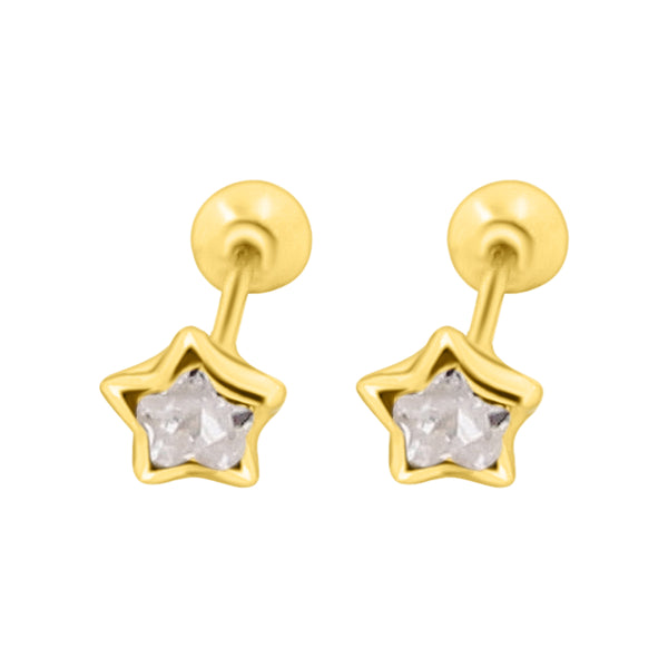 Aretes De Oro Estrella Bisel #3