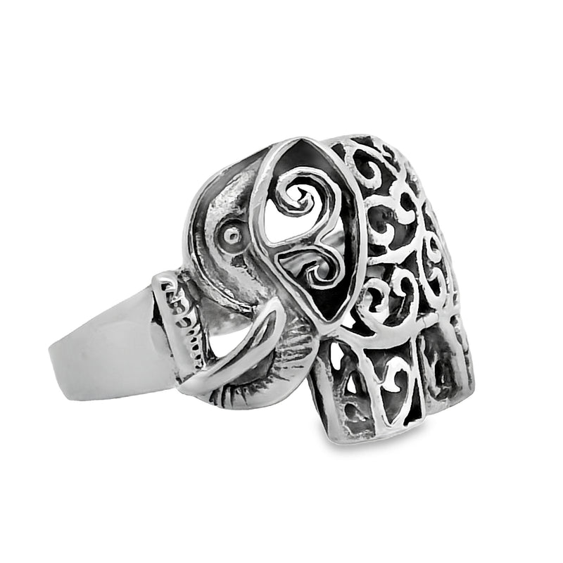 Anillo Elefante con Grecas de Plata 6