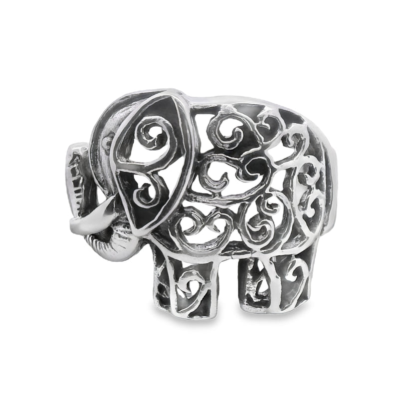Anillo Elefante con Grecas de Plata 6