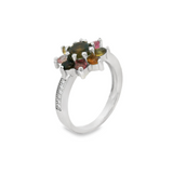 Anillo Turmalina con Circonia de Flor