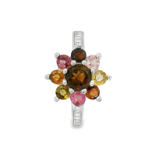 Anillo Turmalina con Circonia de Flor