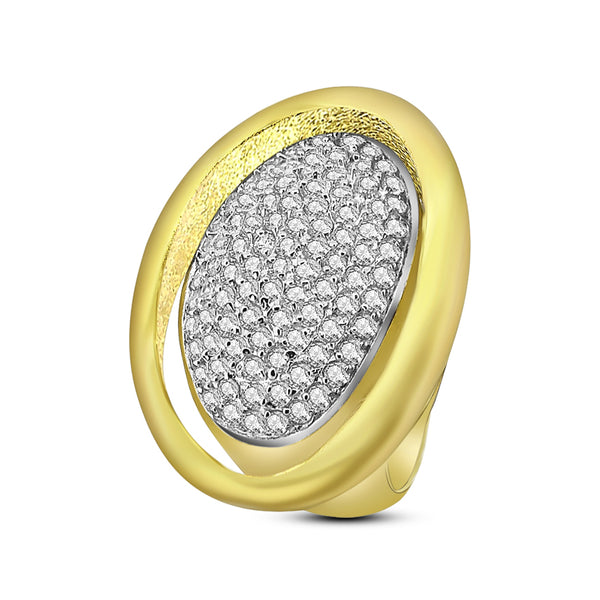 Anillo de Óvalo de Plata con Circonia y Chapa de Oro Dorado / #8