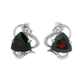 Arracada De Piedra Natural Granate Con Circonia
