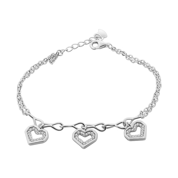 Pulsera Con Dijes De Corazón Colgante Con Circonia