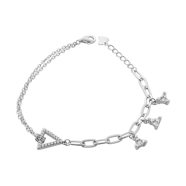 Pulsera De Plata Con Dije De Triángulo Con Circonia