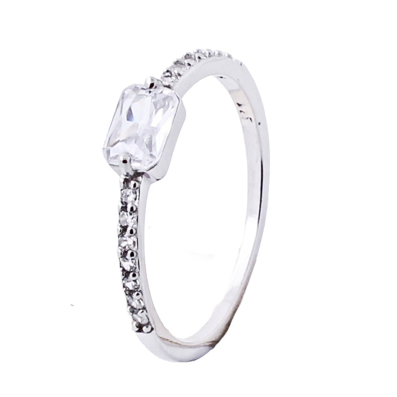 Anillo Solitario Circonia Baguette