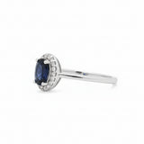 Anillo De Piedra Natural Ovalado Zafiro Con Circonia