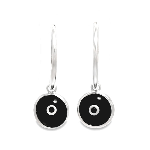 Arracadas Con Dije De Ojo Redondo Negro