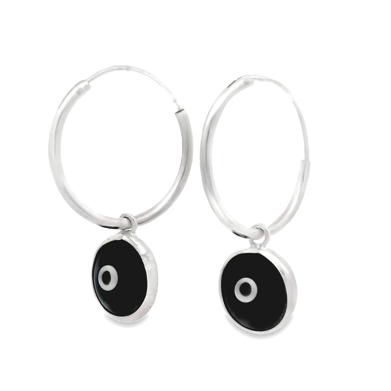 Arracadas Con Dije De Ojo Redondo Negro