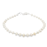 Pulsera de Perlas con Cuentas de Plata Lisa