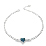 Pulsera Tenis de Corazón con Circonia