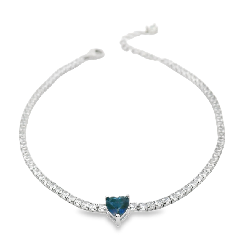 Pulsera Tenis de Corazón con Circonia