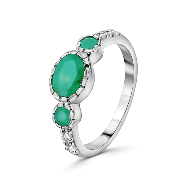 Anillo De Plata Con Piedras Preciosas #6 / Esmeralda