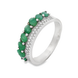 Anillo de Hilera de Piedra Natural y Circonia Rubi / 6