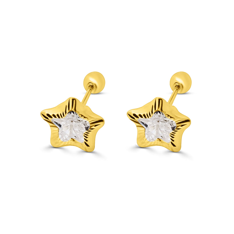 Aretes De Oro Estrella Con Circonia