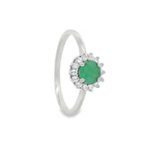 Anillo Flor Esmeralda Piedras Preciosas Con Circonia